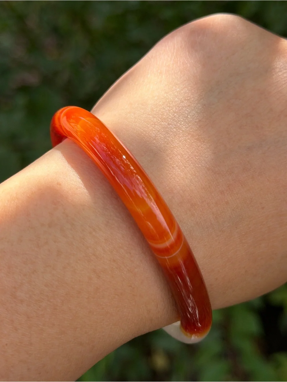 61mm inner diameter skinny banded agate carnelian bangle 1743